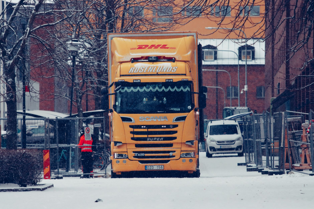 moving truck city street